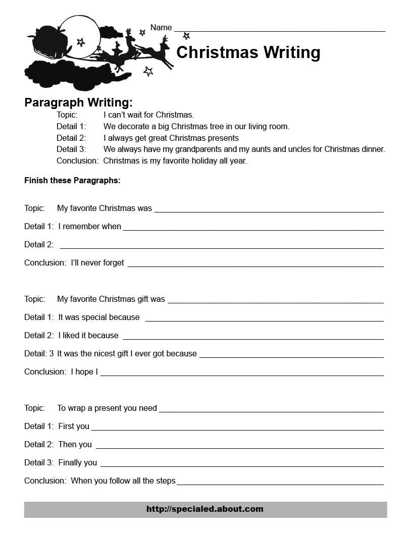 Christmas Writing Activities for Free Christmas Language Arts Worksheets