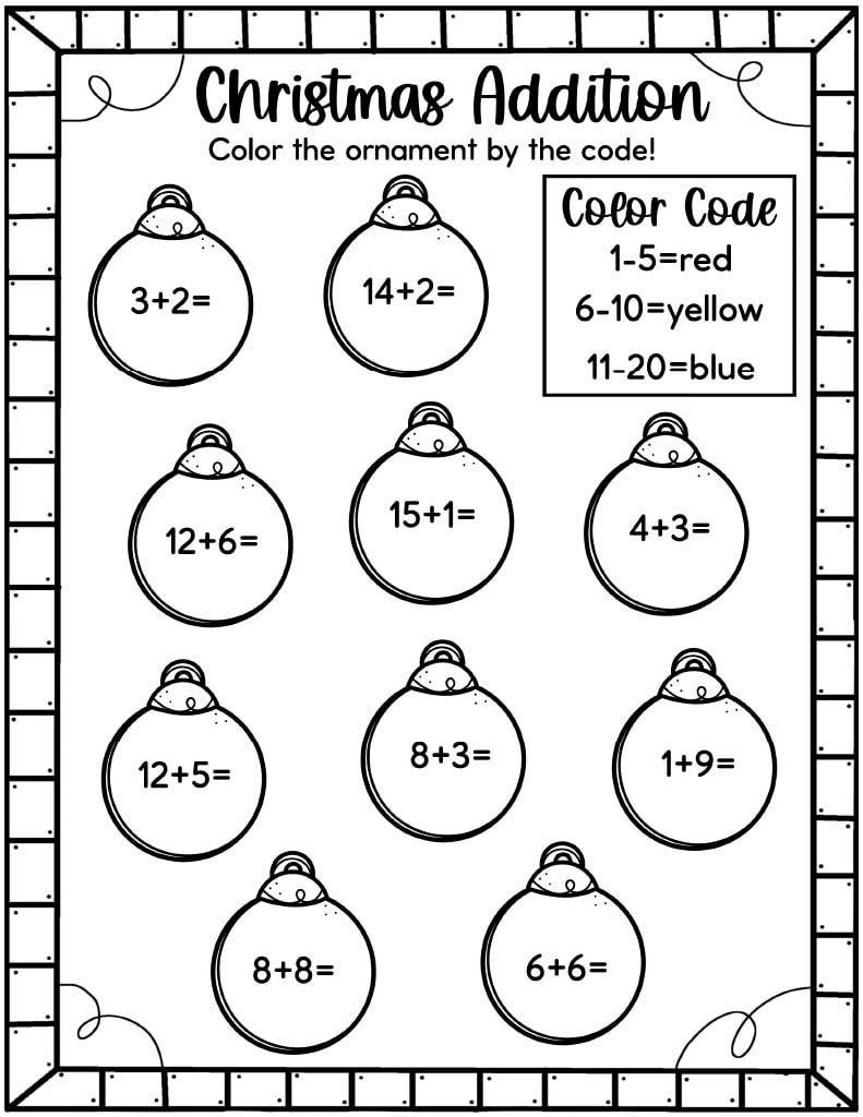 Easy Christmas Math Worksheets - Free! - Kids Activity Zone inside Free Printable Christmas Addition Worksheets