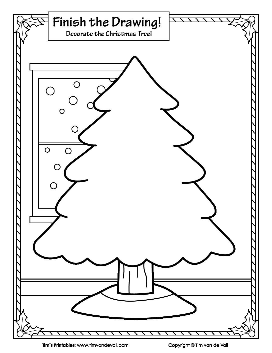 Finish The Drawing - The Christmas Tree - Tim&amp;#039;S Printables in Decorate the Christmas Tree Worksheet