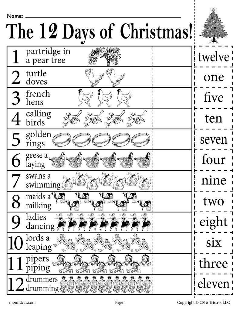 Free &amp;quot;12 Days Of Christmas&amp;quot; Number Recognition Worksheet! with regard to The Twelve Days Of Christmas Worksheet