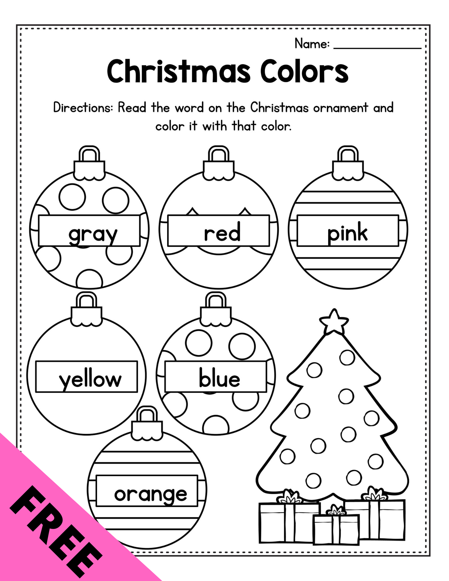 Free Preschool Activities Printable Free Preschool Colors Printables in Free Pre-K Christmas Worksheets