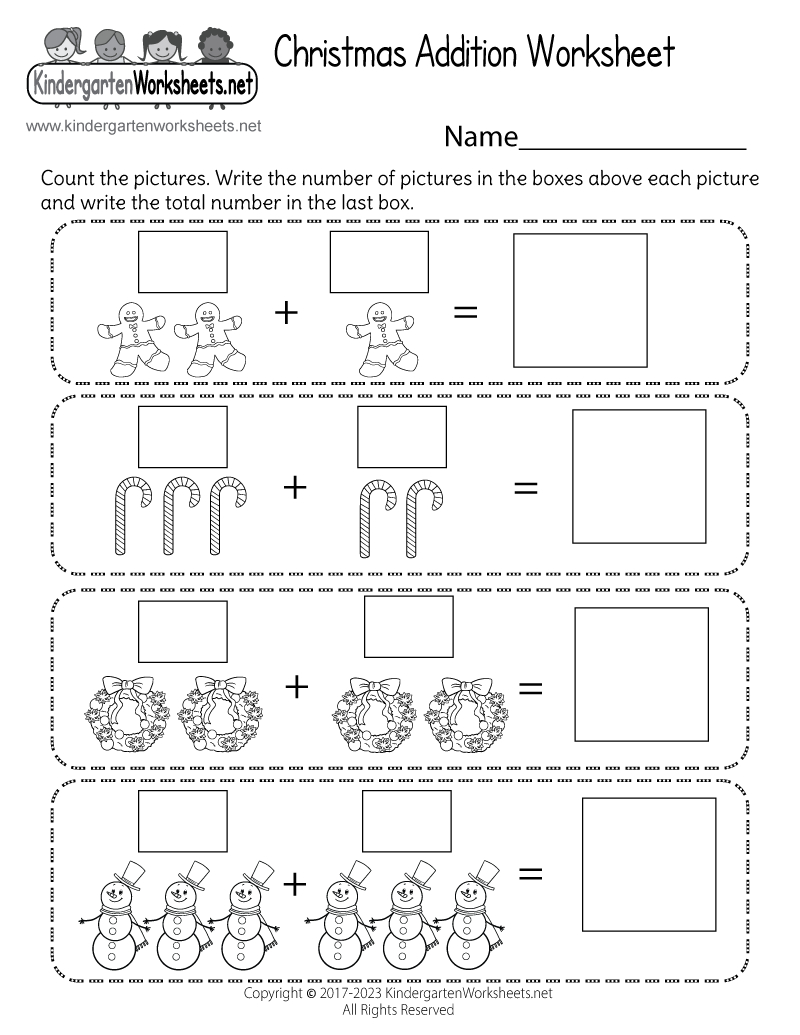 Free Printable Christmas Addition Worksheet in Free Christmas Addition Worksheets