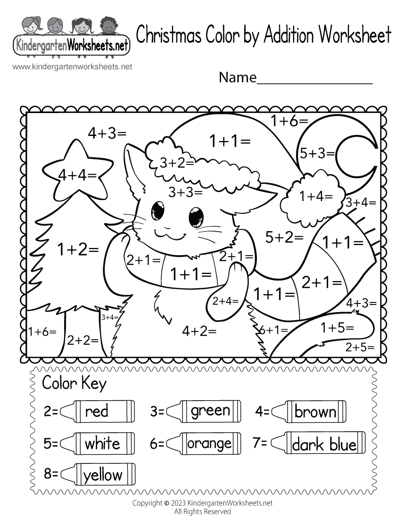 Free Printable Christmas Coloraddition Worksheet for Math Christmas Worksheet