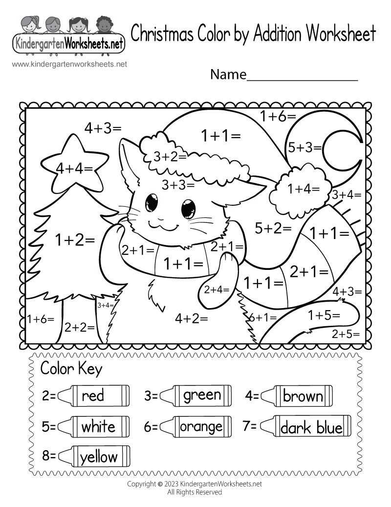 Free Printable Christmas Coloraddition Worksheet pertaining to Free Christmas Color By Number Math Worksheets