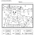 Free Printable Christmas Colornumber Worksheet For Worksheet Christmas Kindergarten