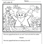 Free Printable Christmas Counting Worksheet For Worksheet Christmas Kindergarten