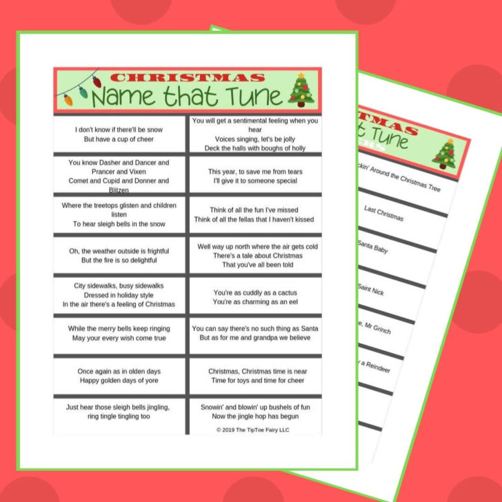 Name That Christmas Tune Worksheet Answers