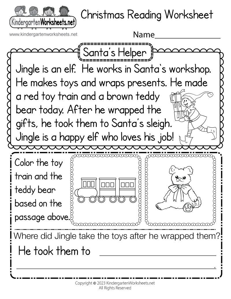 Free Printable Christmas Reading Worksheet with Free Printable Christmas Reading Worksheets