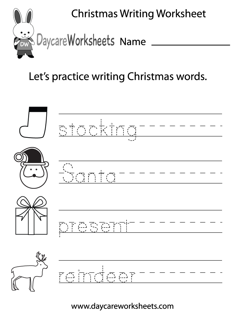 Free Printable Christmas Writing Worksheet For Preschool intended for Handwriting Christmas Worksheet