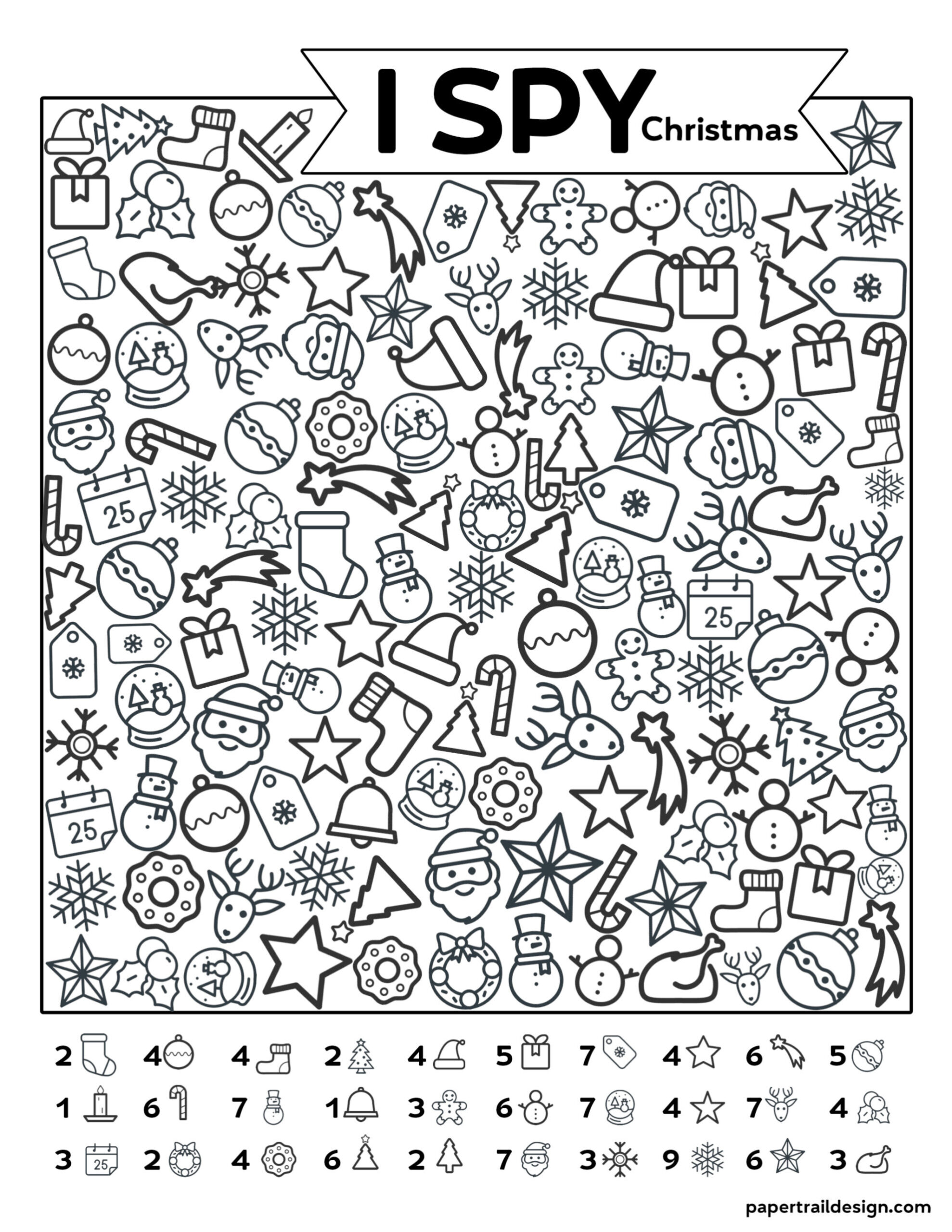 Free Printable I Spy Christmas Activity - Paper Trail Design pertaining to I Spy Christmas Worksheet