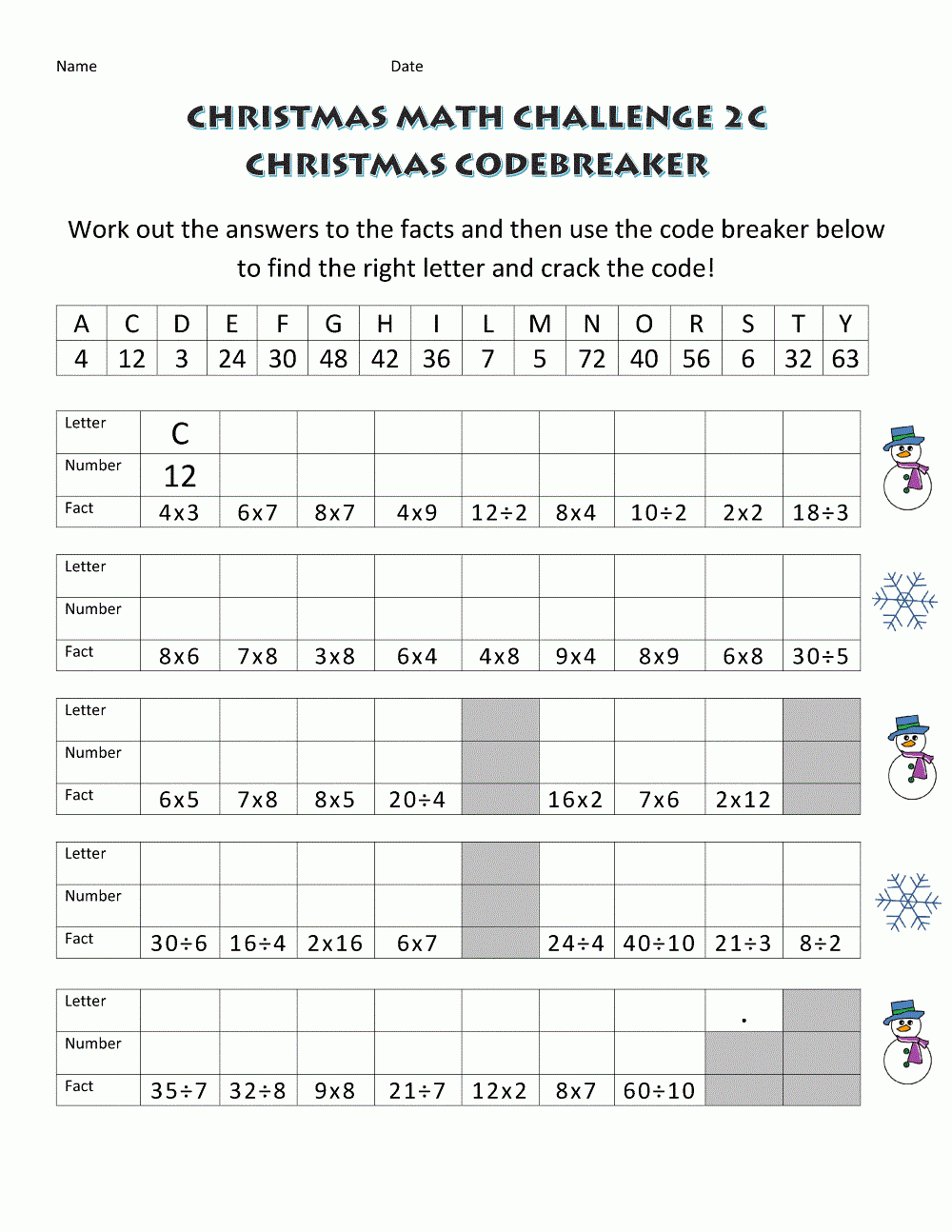 Fun Math Worksheets For Middle School Free in Fun Christmas Worksheets For Middle School