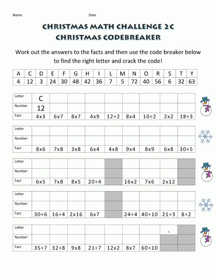 Free Christmas Worksheets For Middle School