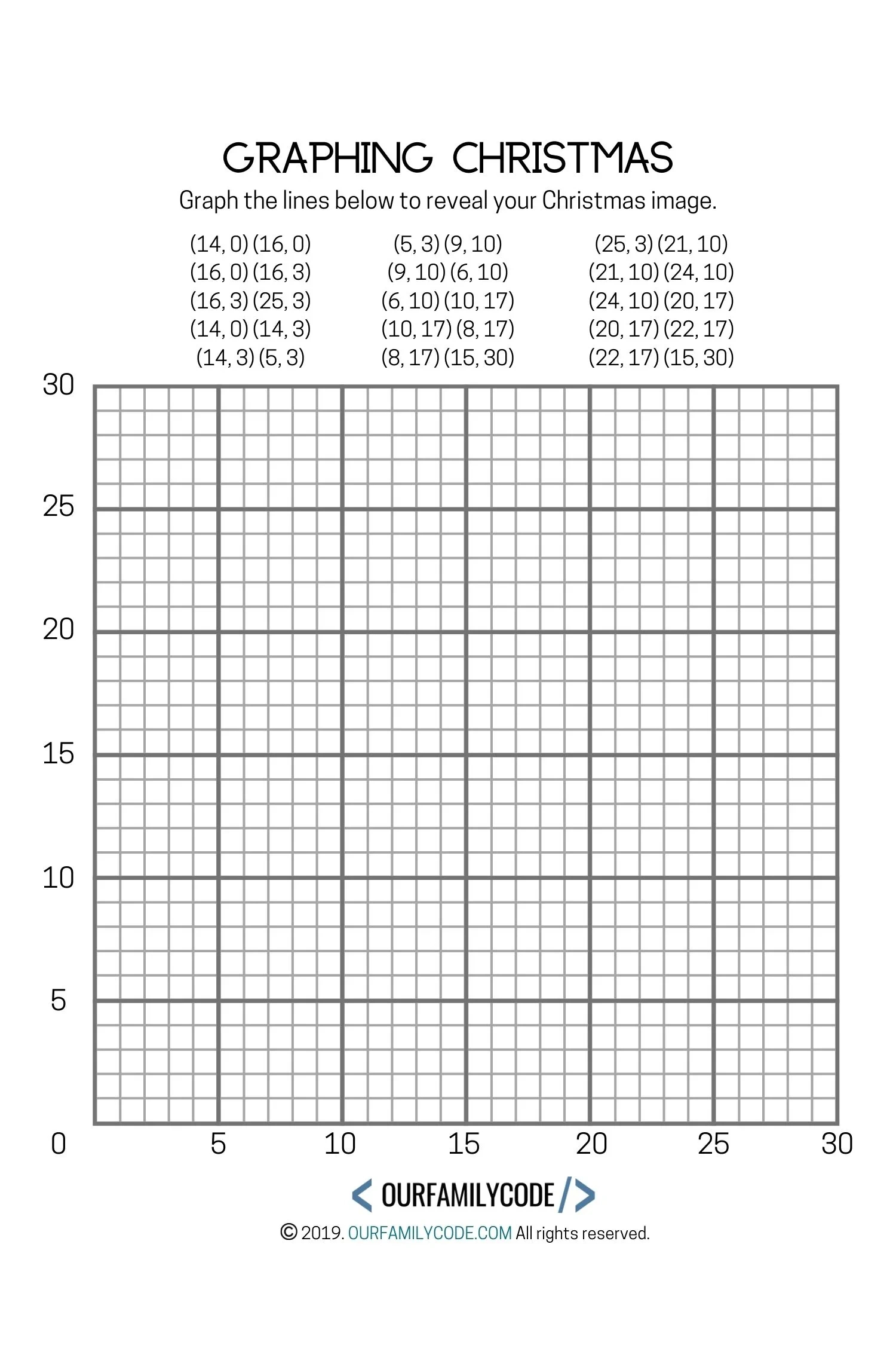 Graphing Christmas Coordinates Math Art Activity - Our Family Code throughout Free Printable Christmas Coordinates Worksheets