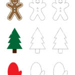 Handwriting Practice Sheet, Christmas, Trace The Pictures Within Preschool Christmas Tracing Worksheets