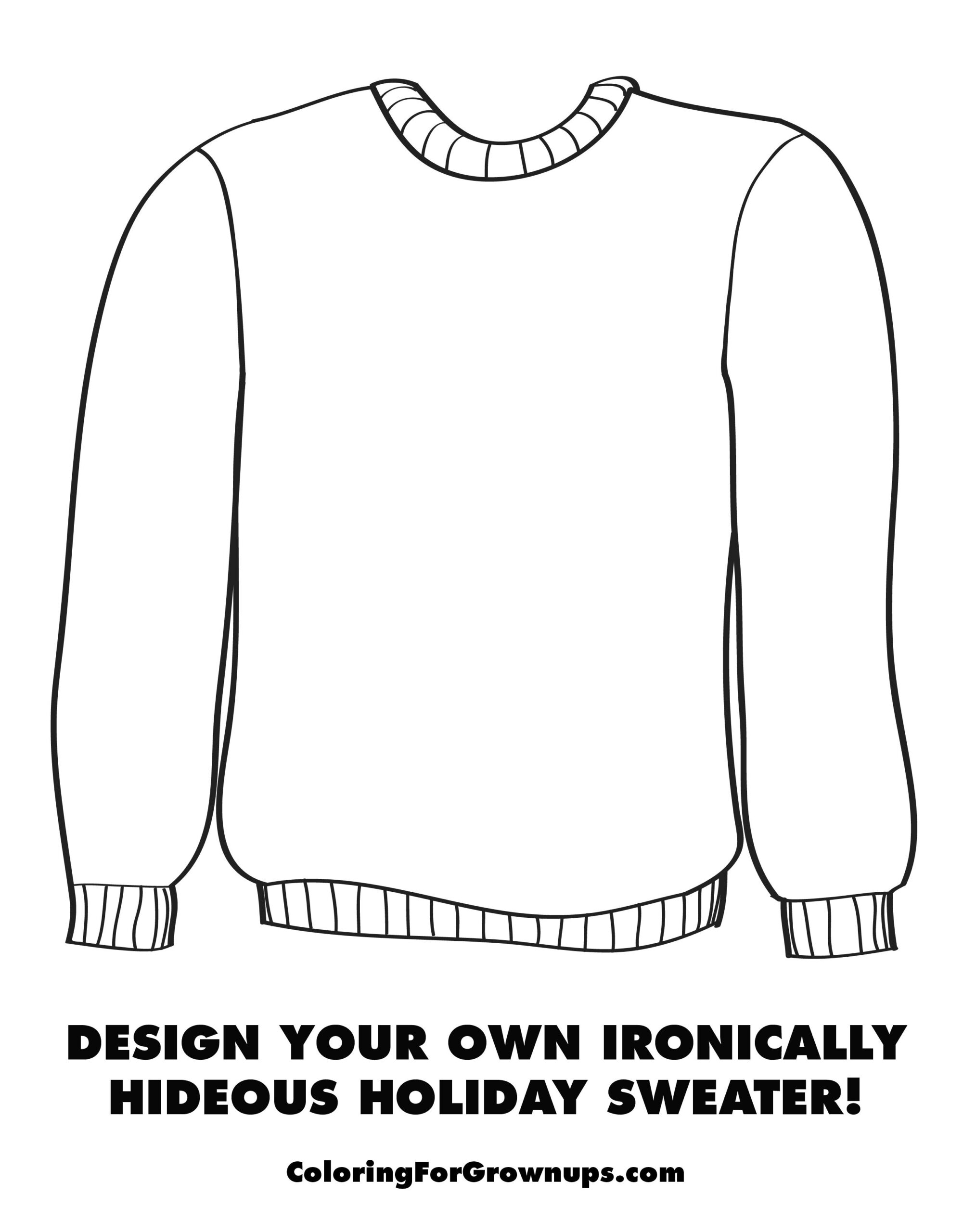 Holiday Sweater Coloring Page Sketch Coloring Page intended for Design Your Own Christmas Sweater Worksheet