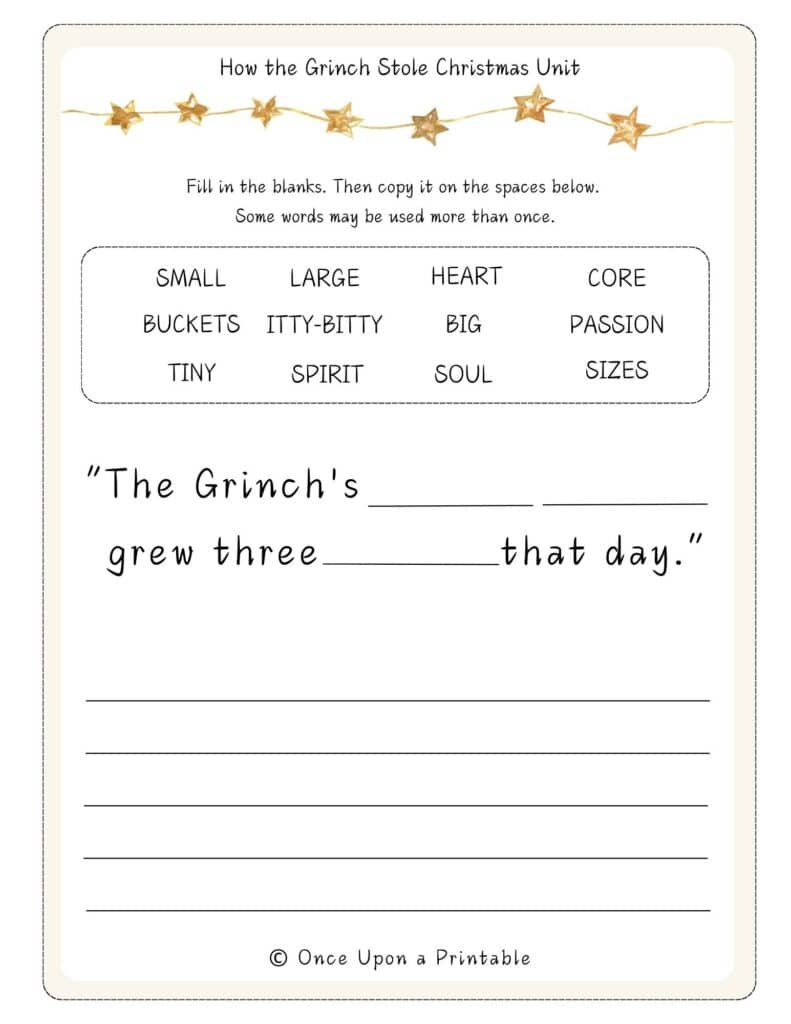 How The Grinch Stole Christmas Worksheets (Free Printables) - Once in The Grinch Who Stole Christmas Worksheets