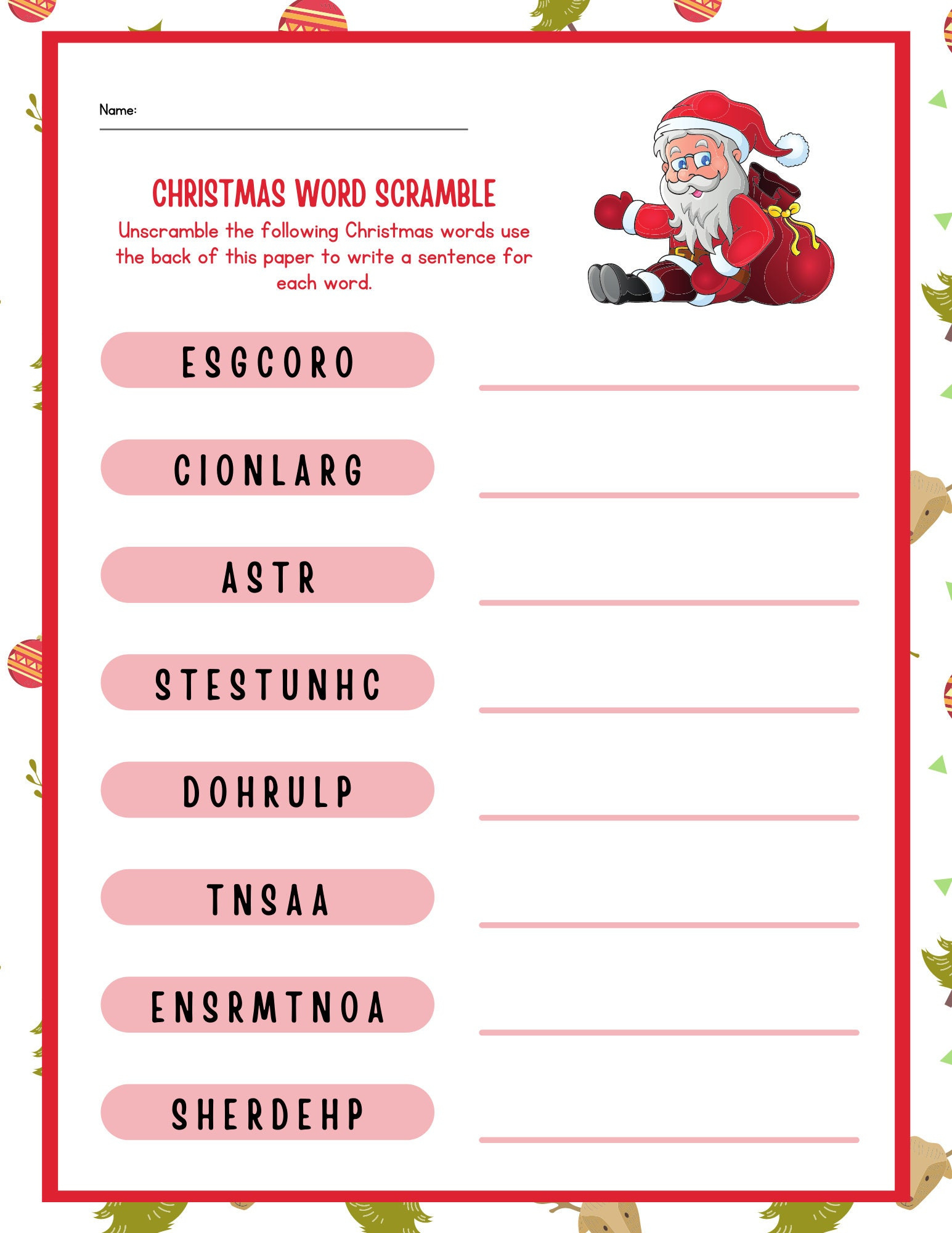 Kids Christmas Activity Pages, Word Search, Printable Kids intended for Scrambled Christmas Super Teacher Worksheets