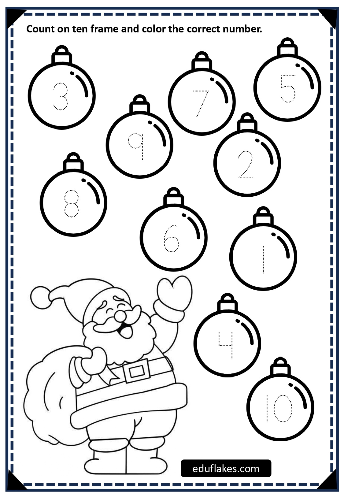 Kindergarten Christmas Free Worksheet Count And Trace Printable in Fun Christmas Worksheets For Kindergarten