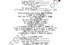 Last Christmas - Song - Esl Worksheetewa11 inside Last Christmas Song Worksheet