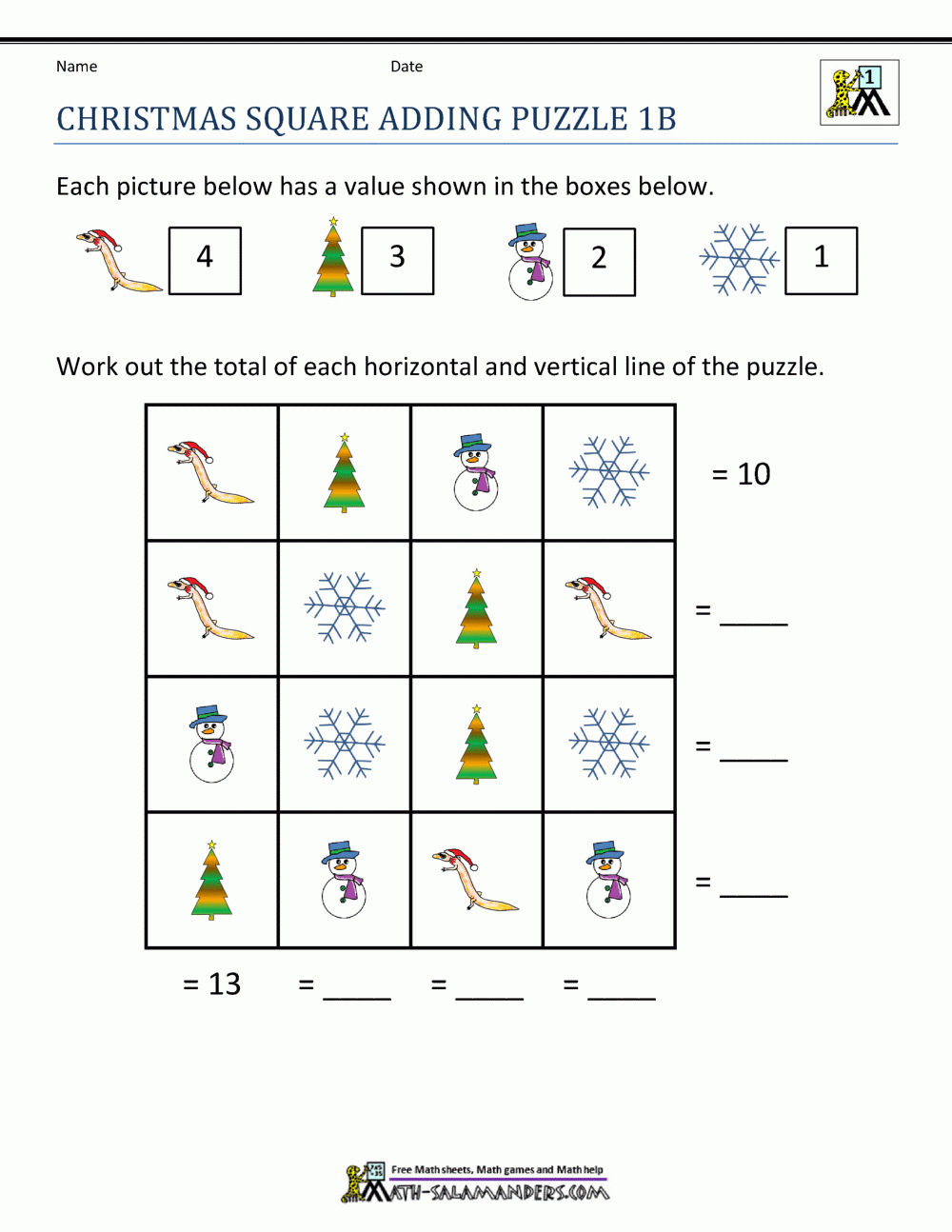 Math Christmas Worksheets First Grade for Free Christmas Worksheets For 1st Grade