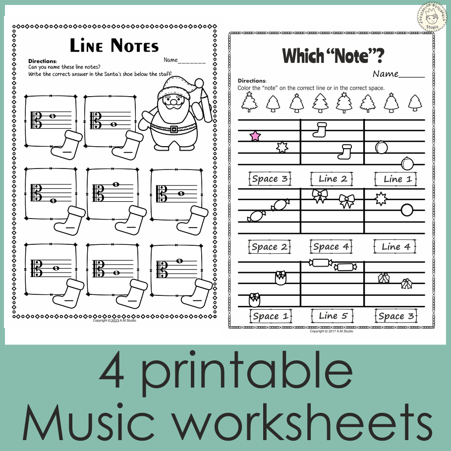 Music Worksheets For Christmas {Weekly Freebies} for Free Christmas Music Worksheets