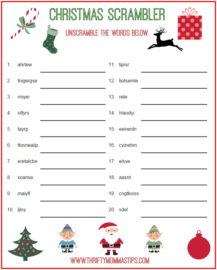 My Christmas Scrambler Answers Free Printable - Thrifty Mommas regarding Super Teacher Worksheets Scrambled Christmas Answers