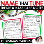 Name That Tune Christmas Music Worksheets In Treble And Bass For Name That Tune Christmas Songs Worksheet