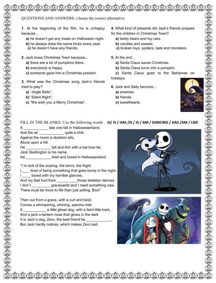 Nightmare Before Christmas Worksheets