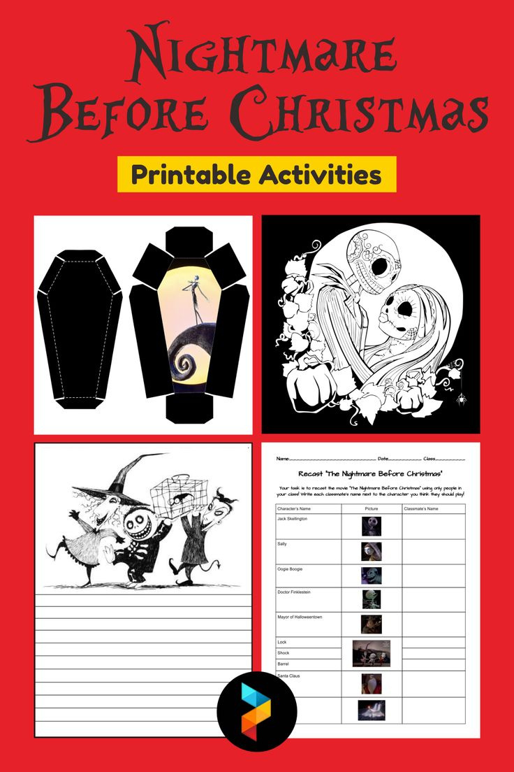 Nightmare Before Christmas Printable Activities throughout The Night Before Christmas Worksheets