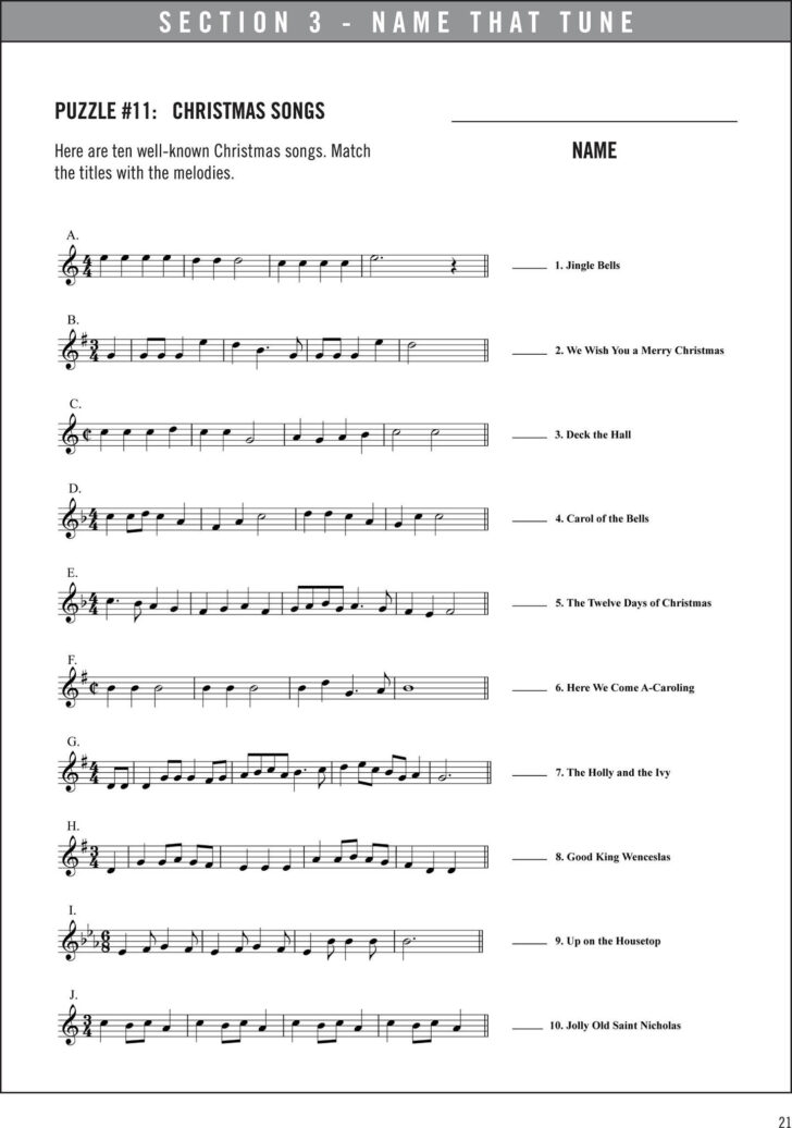 Name That Tune Christmas Songs Worksheet