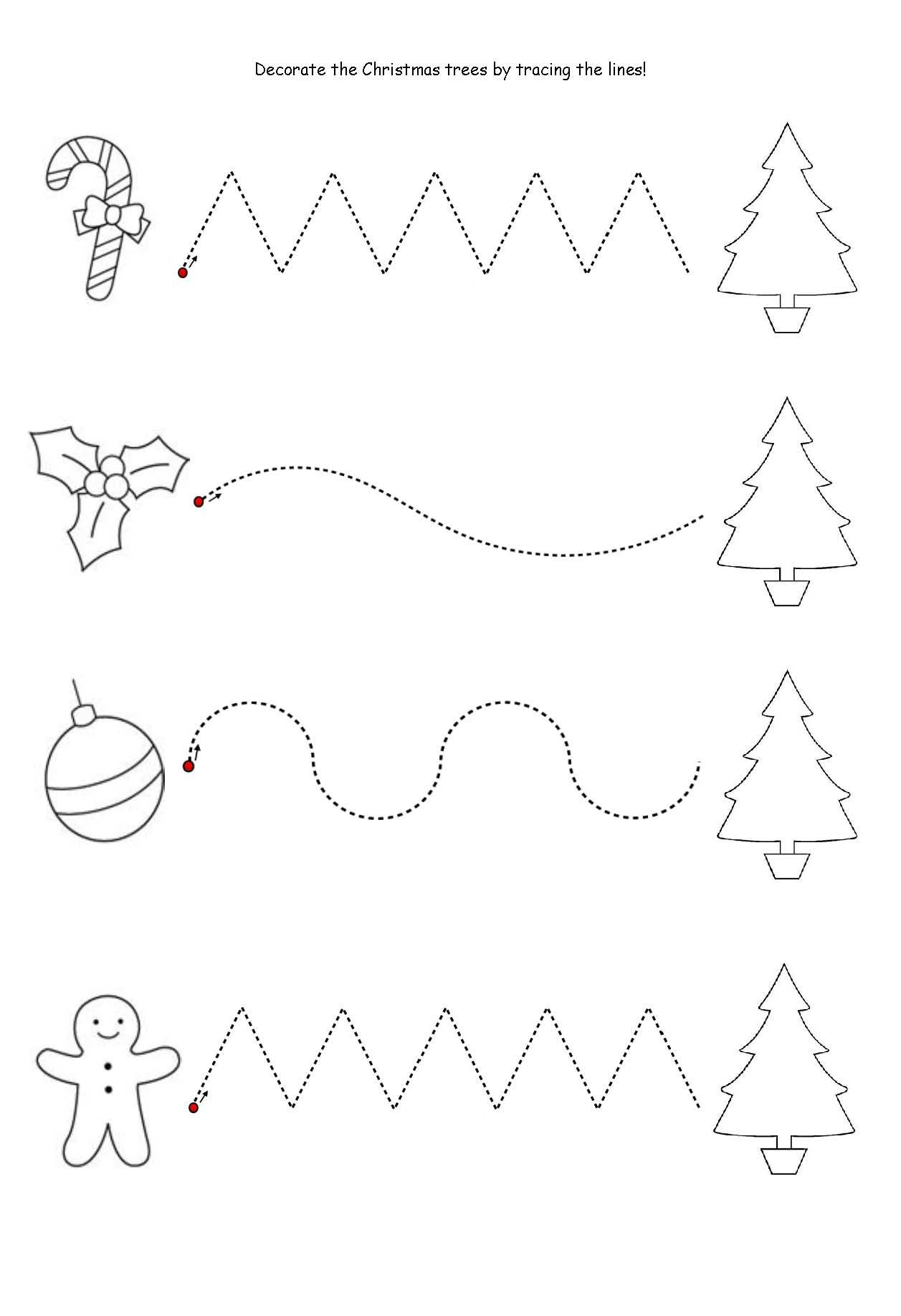 Pin Page within Preschool Christmas Tracing Worksheets