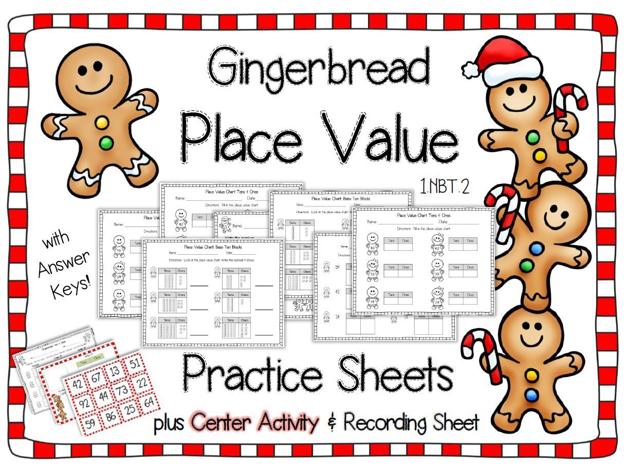 Place Value Worksheets Gingerbread Christmas Themed in Place Value Christmas Worksheets