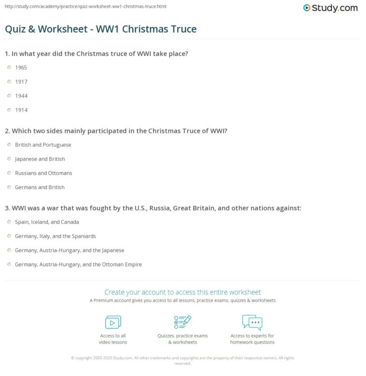 World War 1 Christmas Truce Worksheet Answers