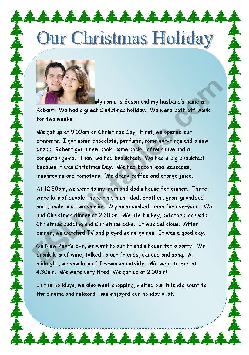 Reading - My Christmas Holiday - Esl Worksheetkaz76 with My Christmas Holiday Worksheet