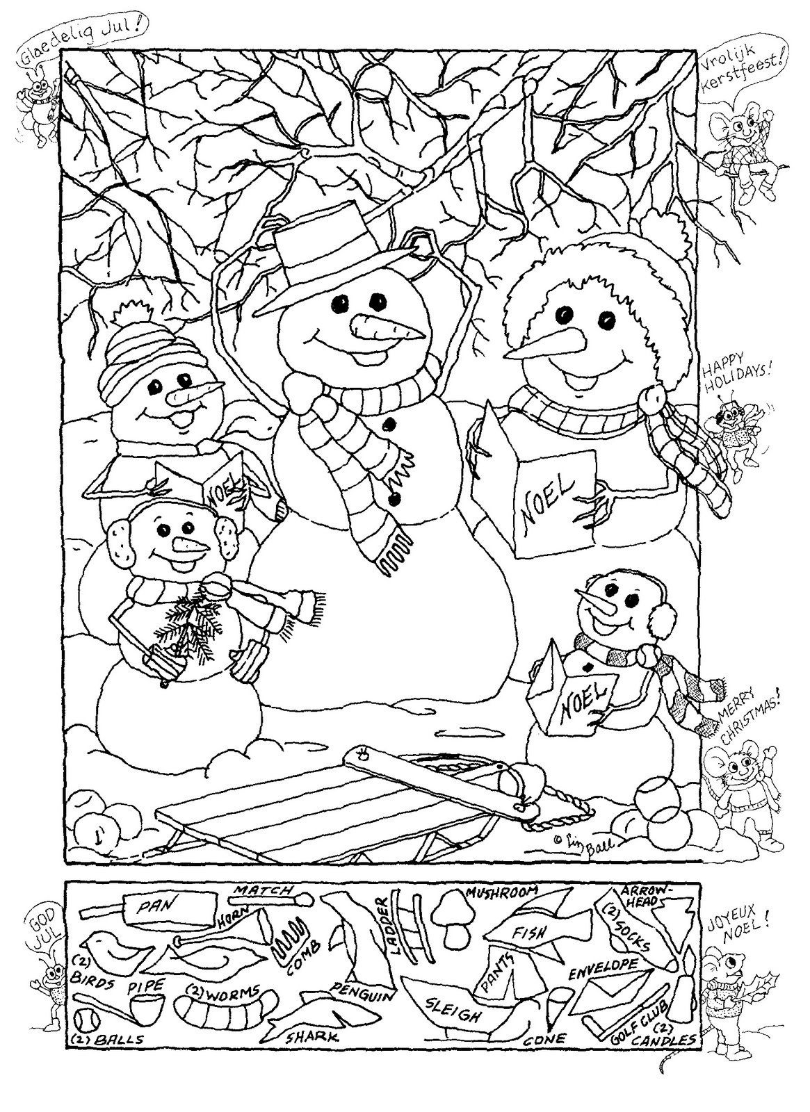 Snowman Hidden Picture Puzzle For Christmas! for Hidden Pictures Christmas Worksheets