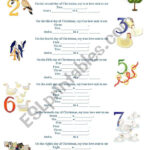 Song The Twelve Days Of Christmas   Esl Worksheetnickhk Regarding The Twelve Days Of Christmas Worksheet