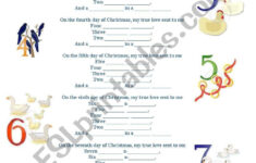 Song The Twelve Days Of Christmas - Esl Worksheetnickhk regarding The Twelve Days Of Christmas Worksheet