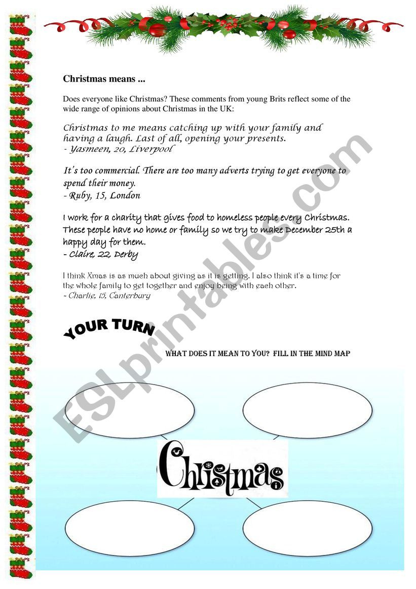 The Christmas Spirit - Esl Worksheetekoum inside Got the Christmas Spirit Worksheet