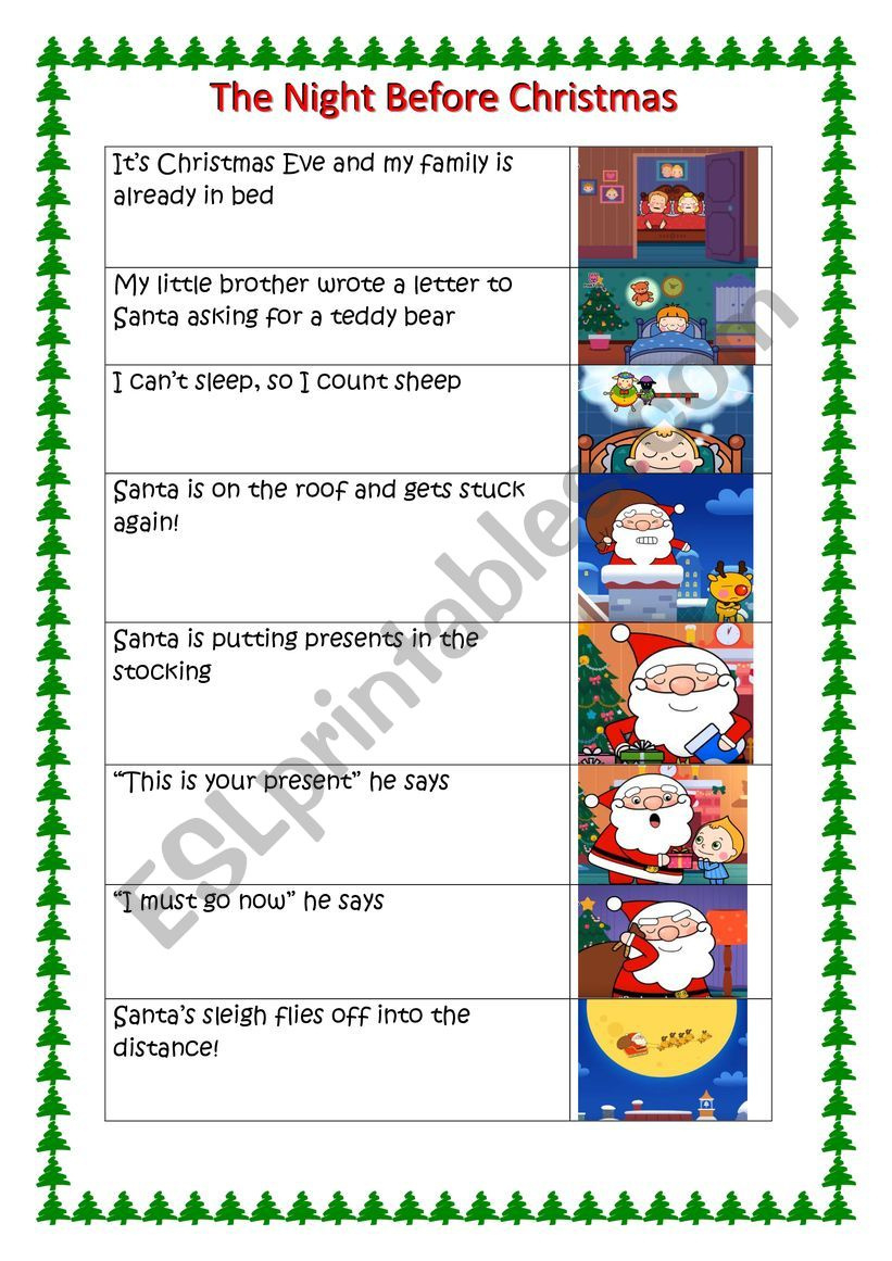 The Night Before Christmas - Esl Worksheetsmokevalley for The Night Before Christmas Worksheet