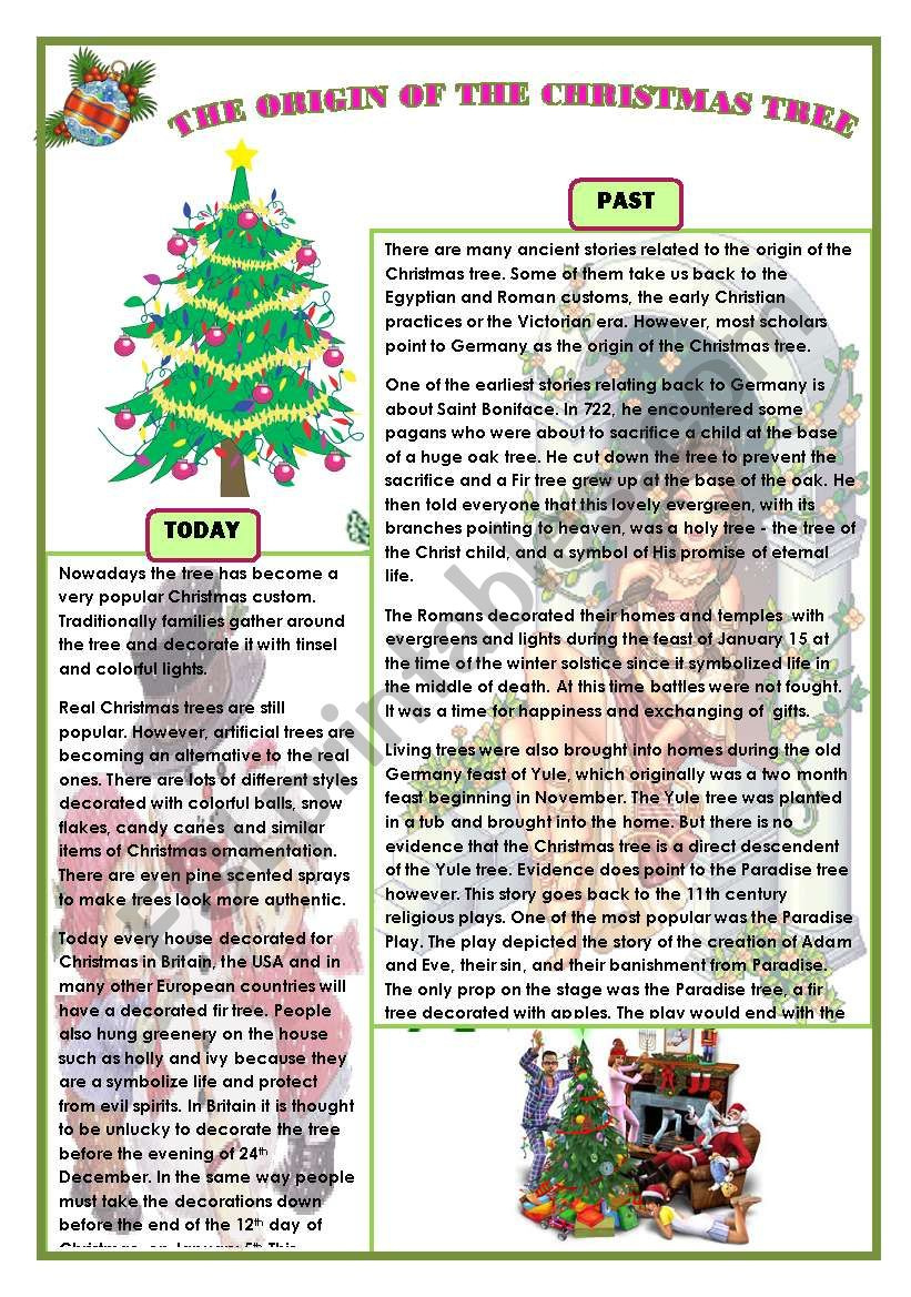 The Origin Of The Christmas Tree - Esl Worksheetanaisvi throughout History of the Christmas Tree Worksheet