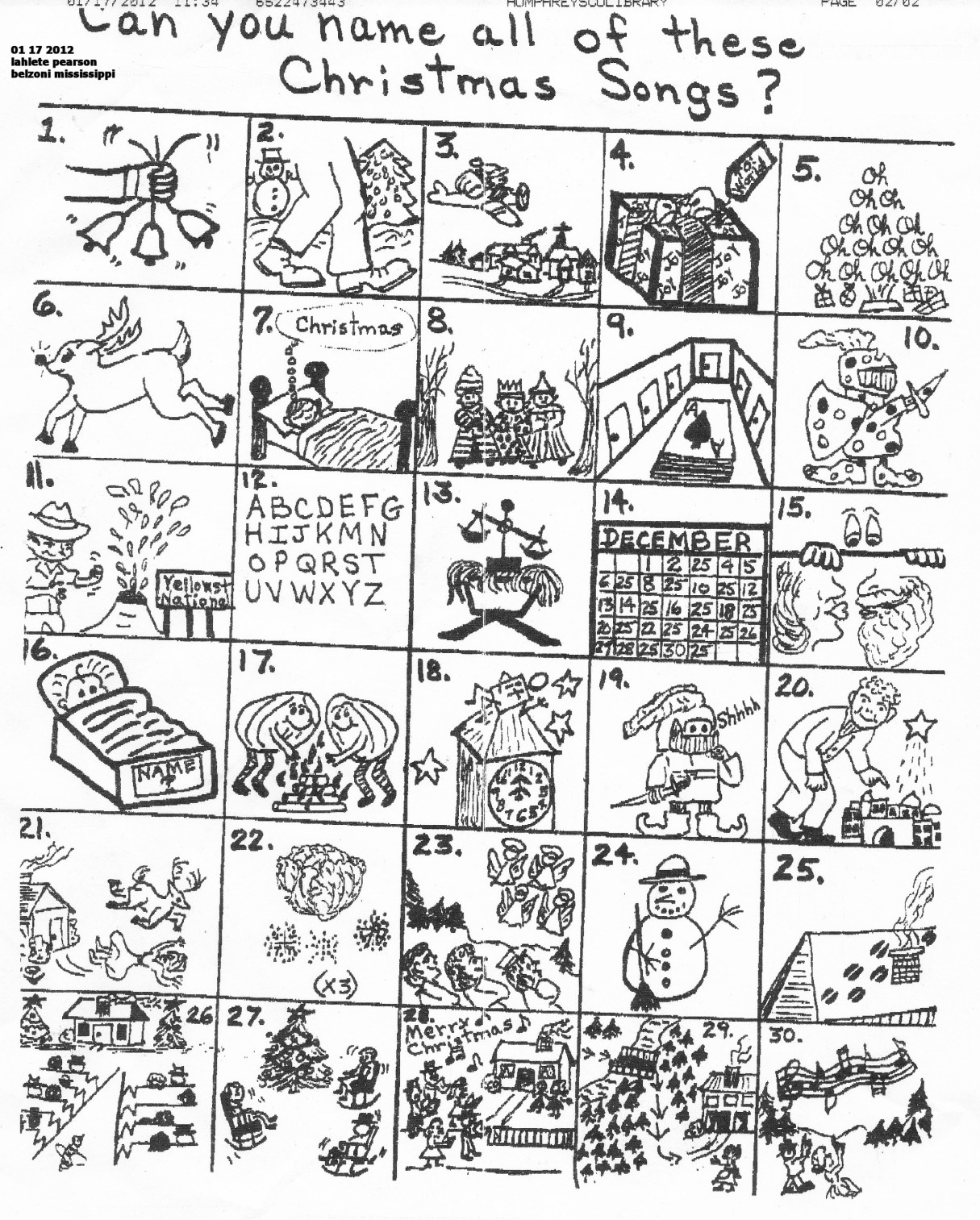 The Original Puzzle pertaining to Name That Christmas Song Worksheet