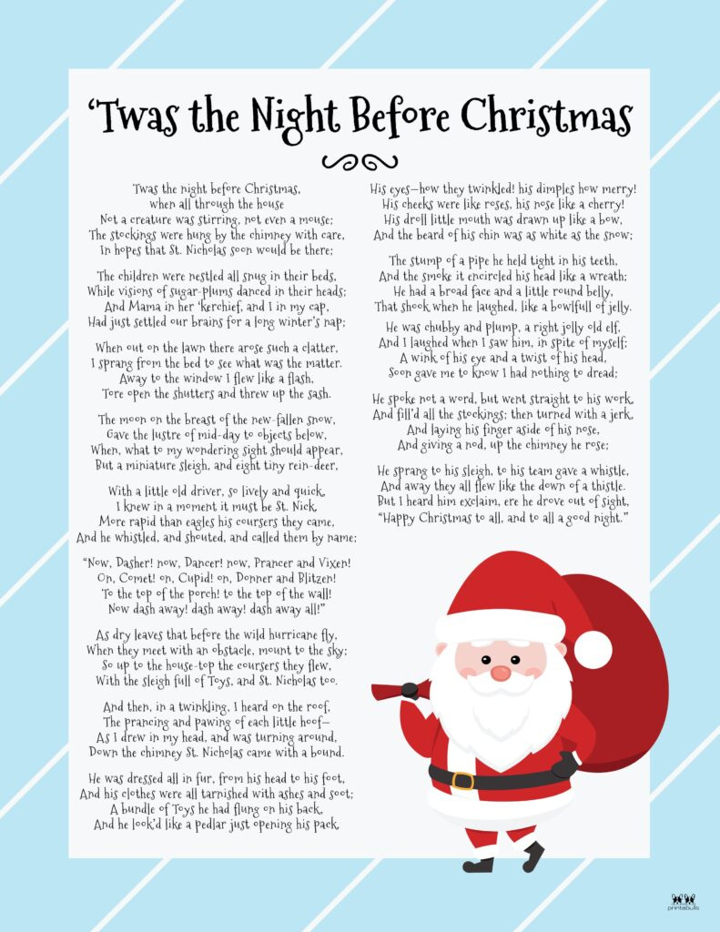 Twas The Night Before Christmas Printables | Printabulls intended for Twas The Night Before Christmas Worksheet