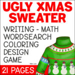 Ugly Christmas Sweater Design, Writing, Maths, Word Search & Colouring  Activities   Australian Teachers Marketplace Intended For Ugly Christmas Sweater Math Worksheet