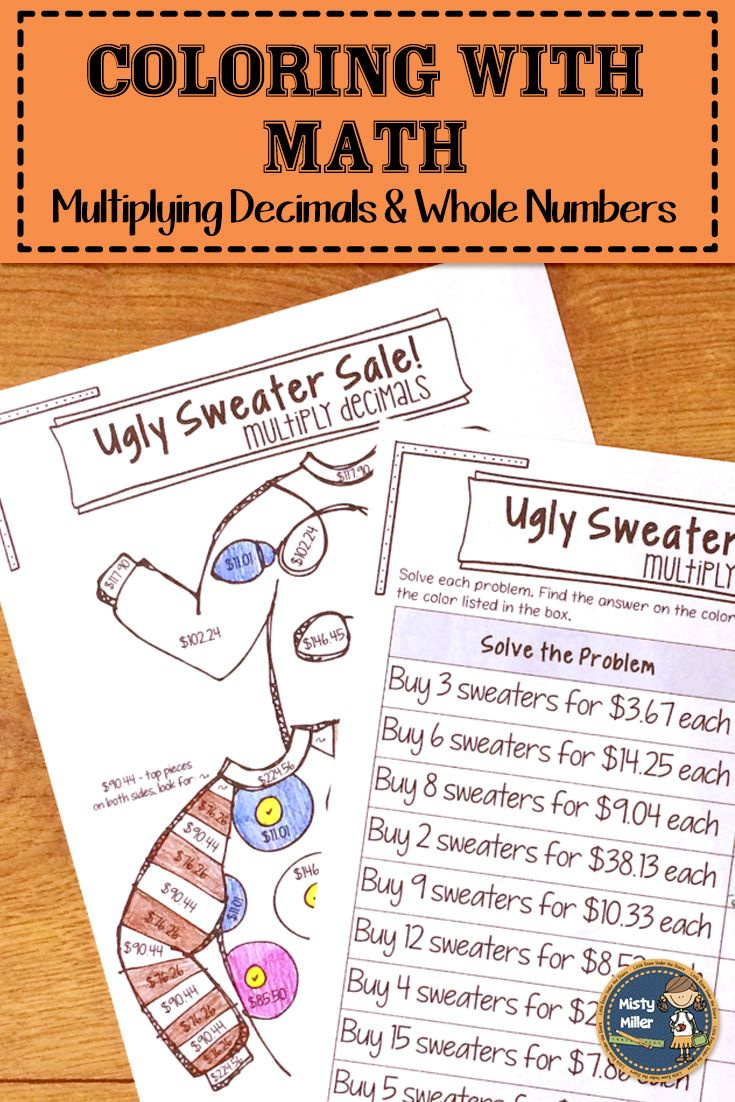 Ugly Sweater Multiplying Decimals Money - Christmas Math 5Th &amp;amp; 6Th pertaining to Ugly Christmas Sweater Math Worksheet Answers