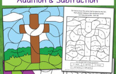 Christian Easter Colornumber Worksheets pertaining to Easter Worksheets Christian