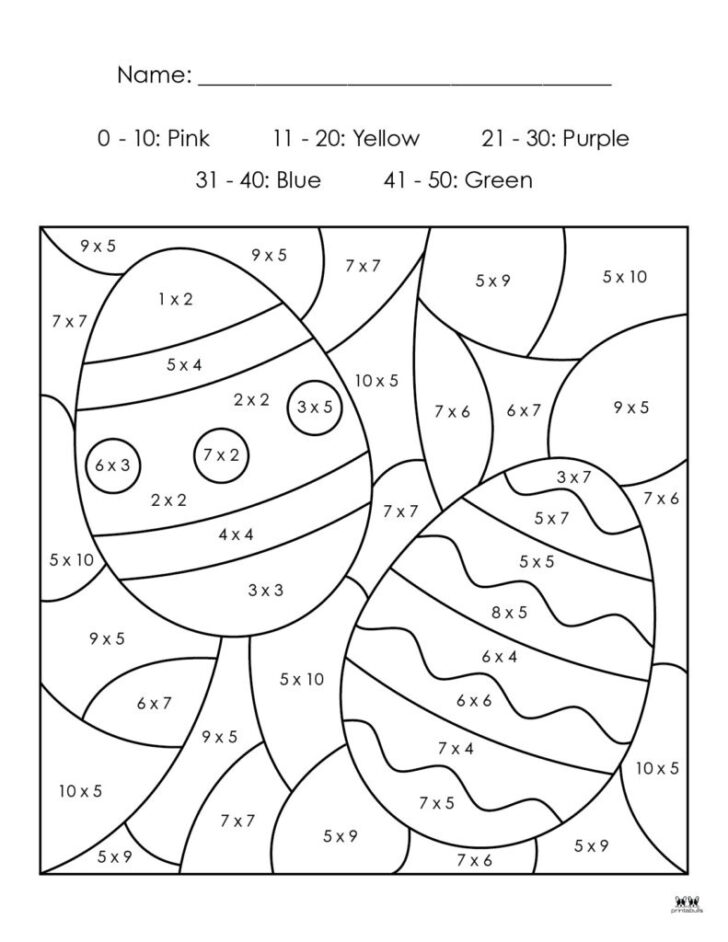 Easter Multiplication Color Worksheets