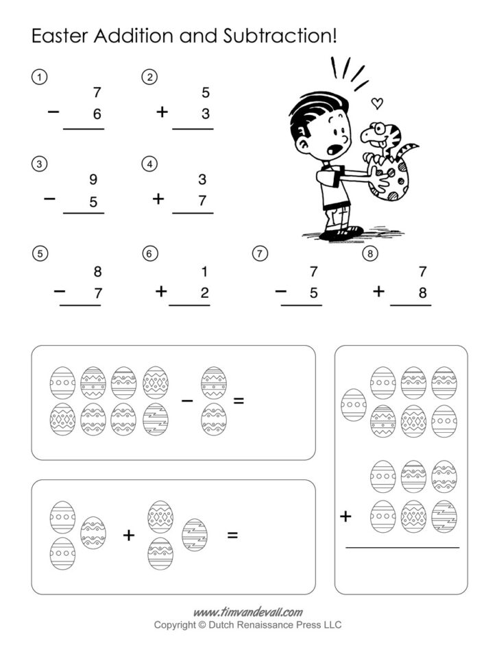 Easter Addition And Subtraction Worksheets