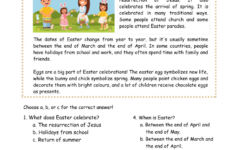 Easter Reading Comprehension Worksheets | Worksheetsgo for Easter Reading Comprehension Worksheets