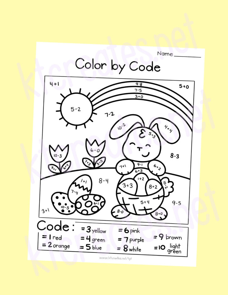 Easter Math Coloring Worksheets
