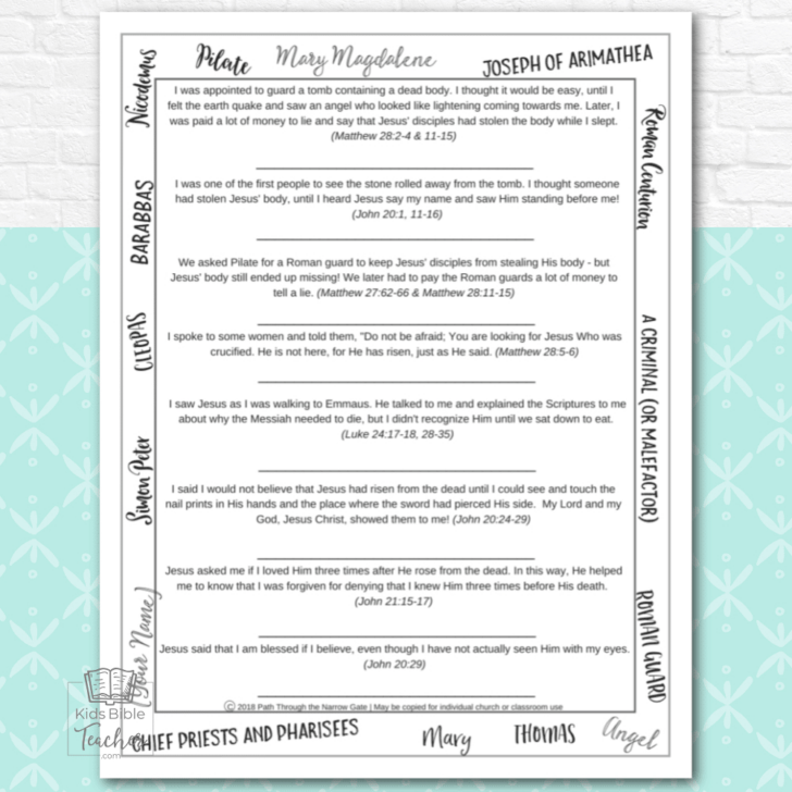Religious Easter Worksheets